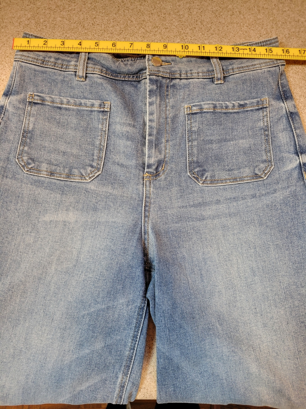 Oat New York High Waist Wide Leg Raw Hem Light Blue Denim Jeans Size 30 - Picture 6 of 9